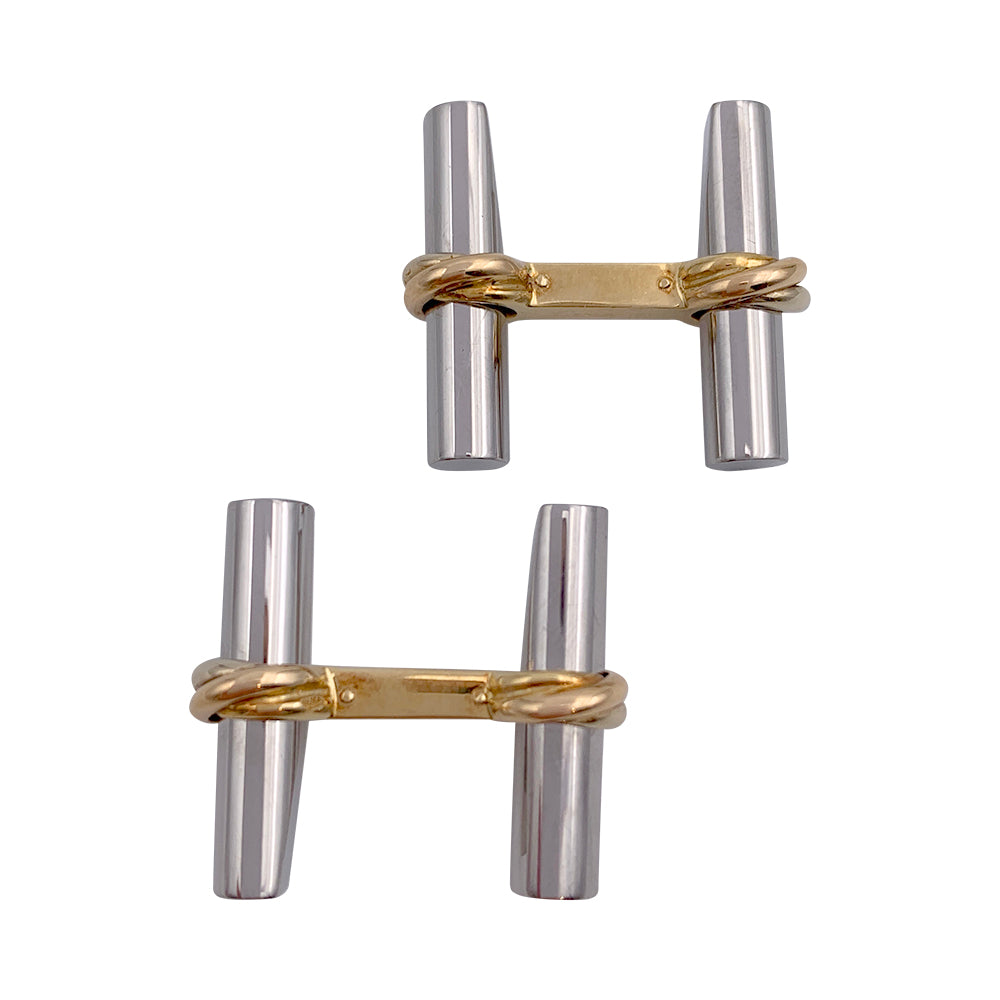 Boutons de manchette Cartier 3 ors, bâtonnets interchangeables.
