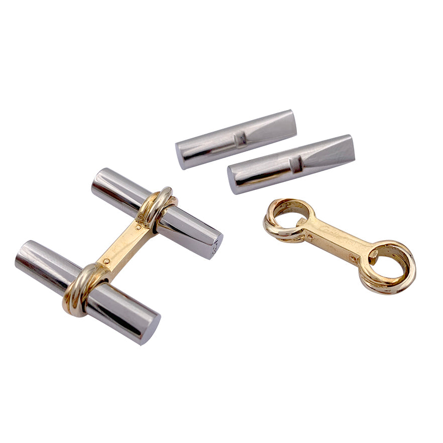 Cartier 3 gold cufflinks, interchangeable sticks.