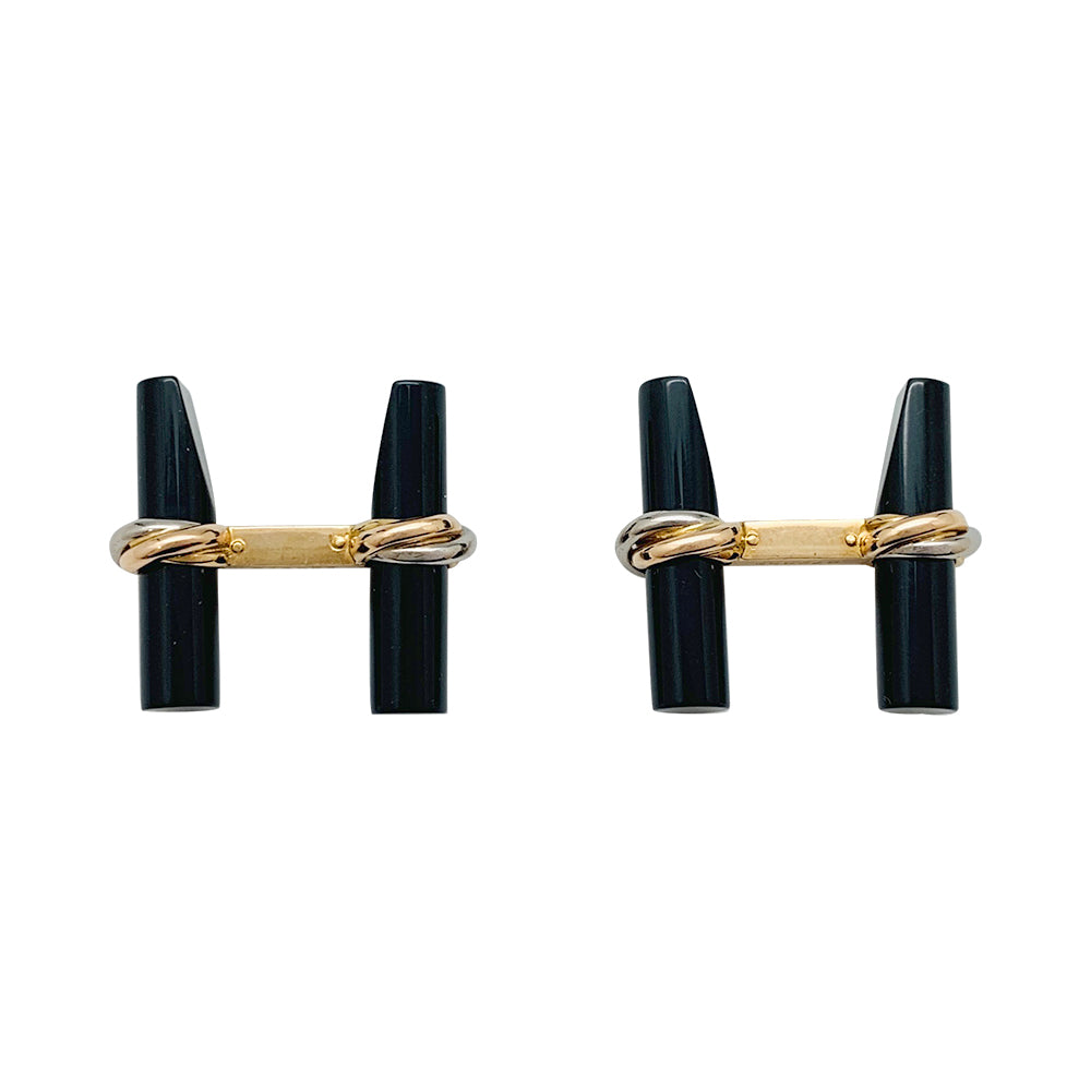 Cartier 3 gold cufflinks, interchangeable sticks.
