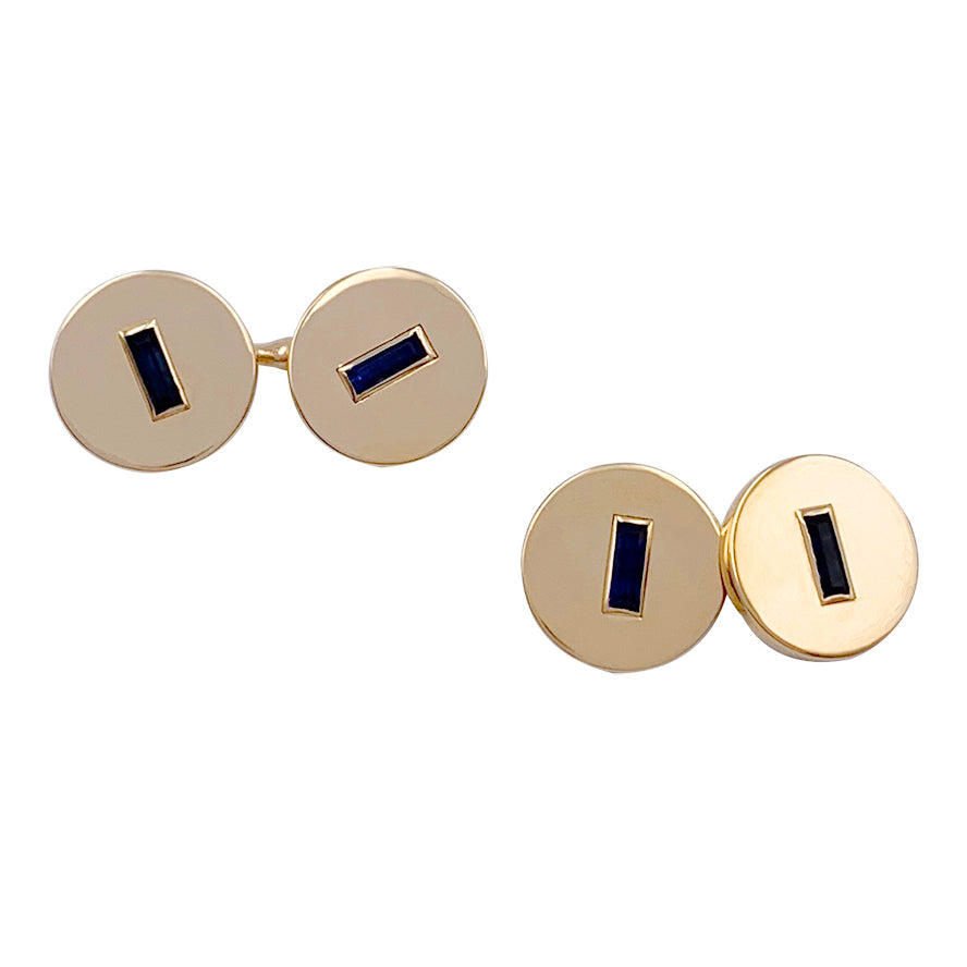 Boutons de manchette Cartier en or jaune, saphirs.