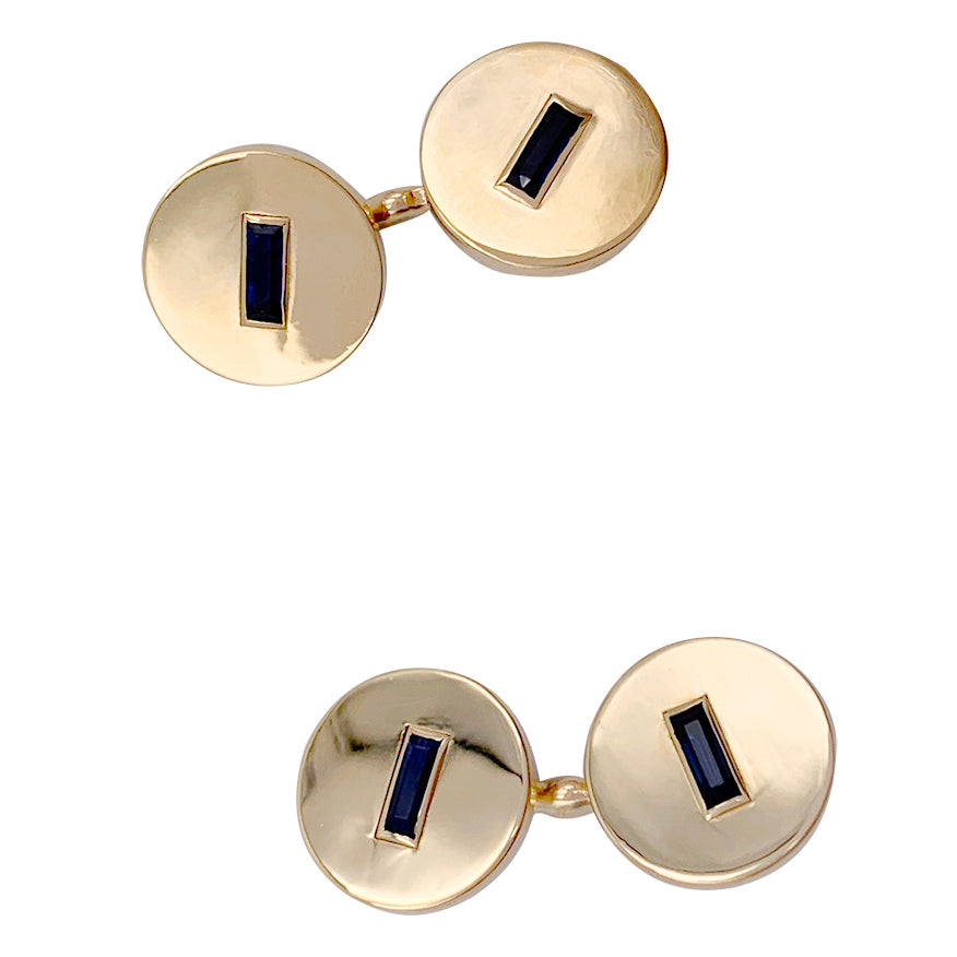 Boutons de manchette Cartier en or jaune, saphirs.