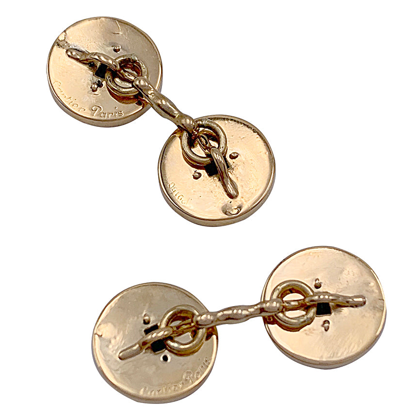 Cartier cufflinks in yellow gold, sapphires.
