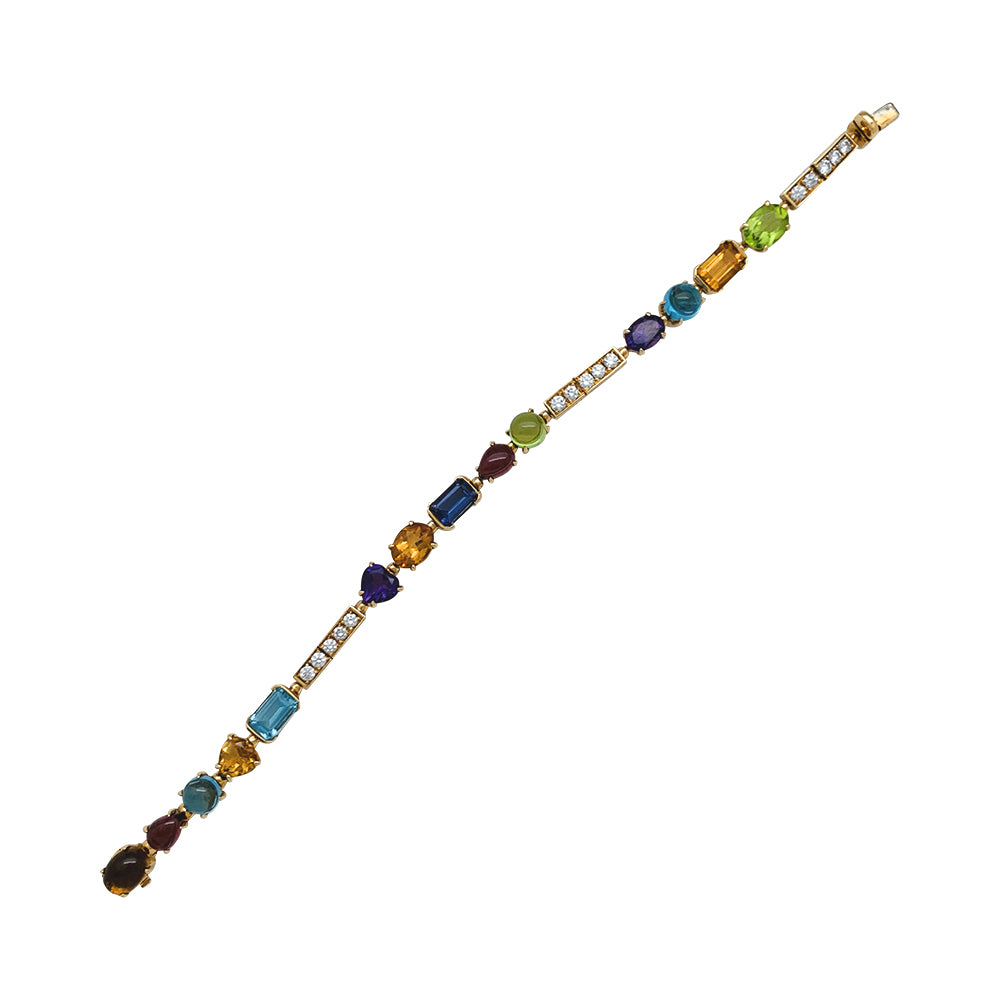 Bracelet Bulgari, "Allegra", or jaune, diamants, pierres de couleurs.