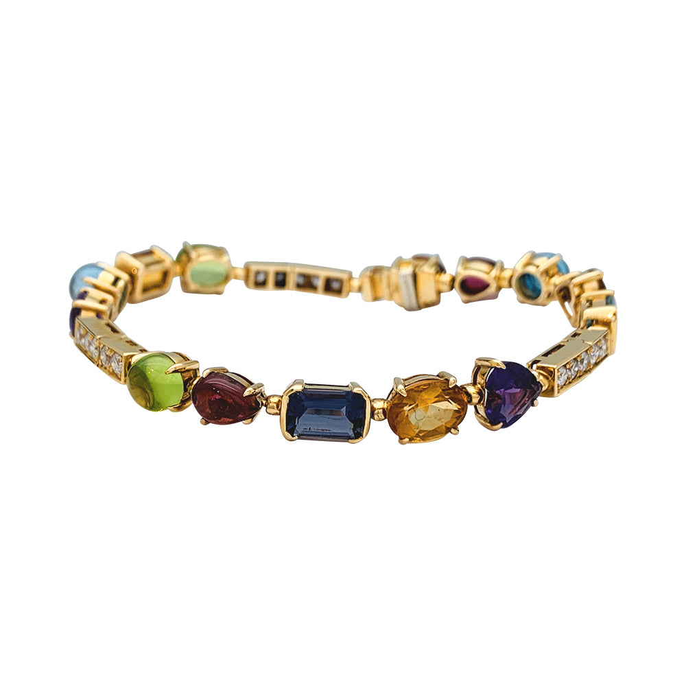 Bracelet Bulgari, "Allegra", or jaune, diamants, pierres de couleurs.