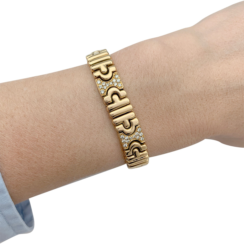 Bulgari bracelet, "Parentesi", yellow gold, diamonds.