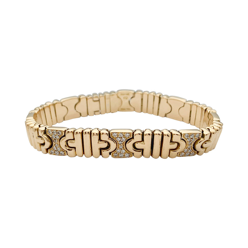 Bracelet Bulgari, "Parentesi", or jaune, diamants.