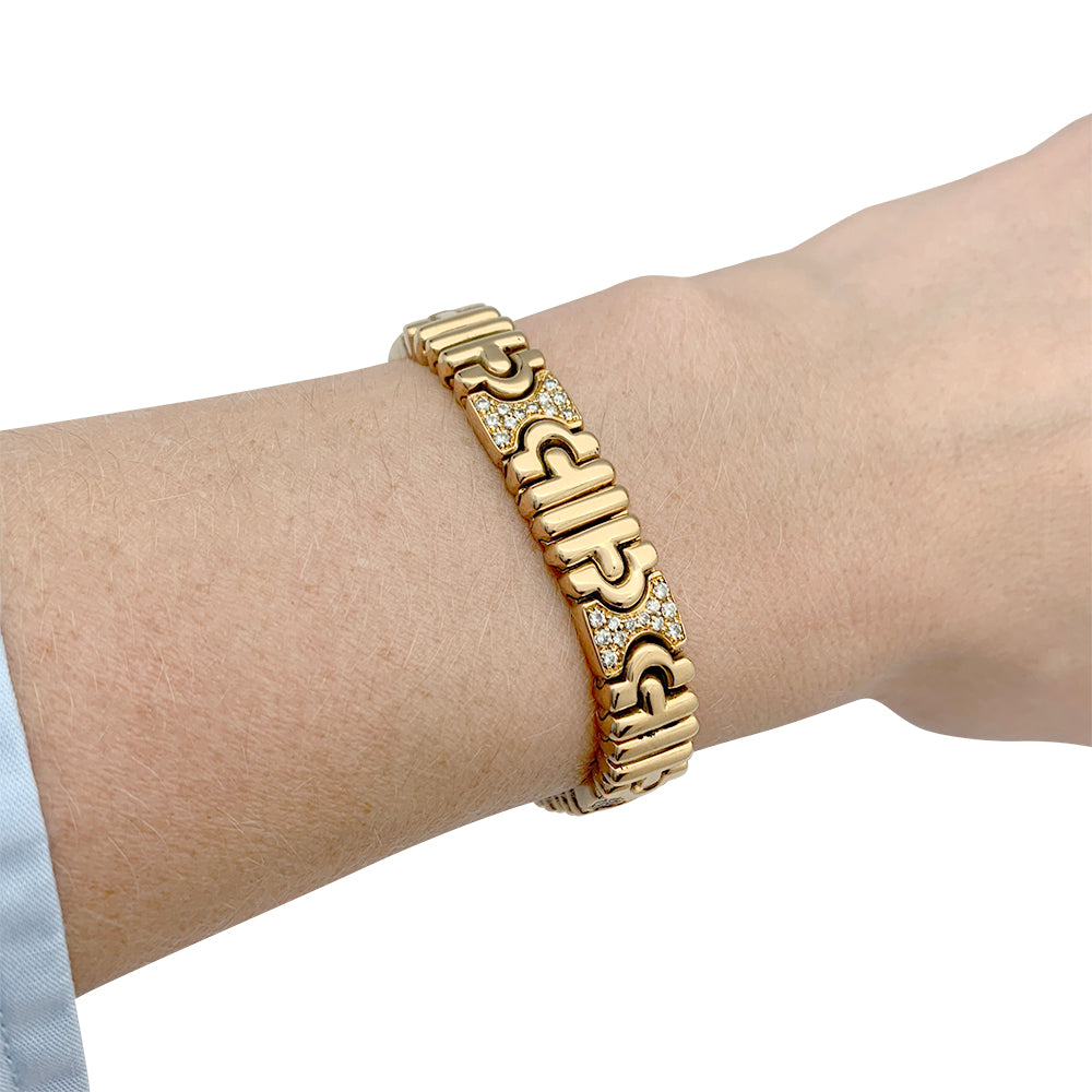 Bulgari bracelet, "Parentesi", yellow gold, diamonds.