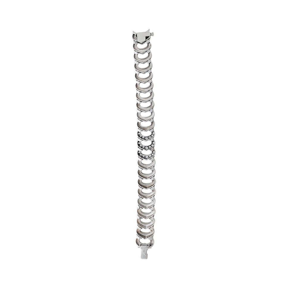 Bracelet Cartier "C de Cartier" en or blanc et diamants.