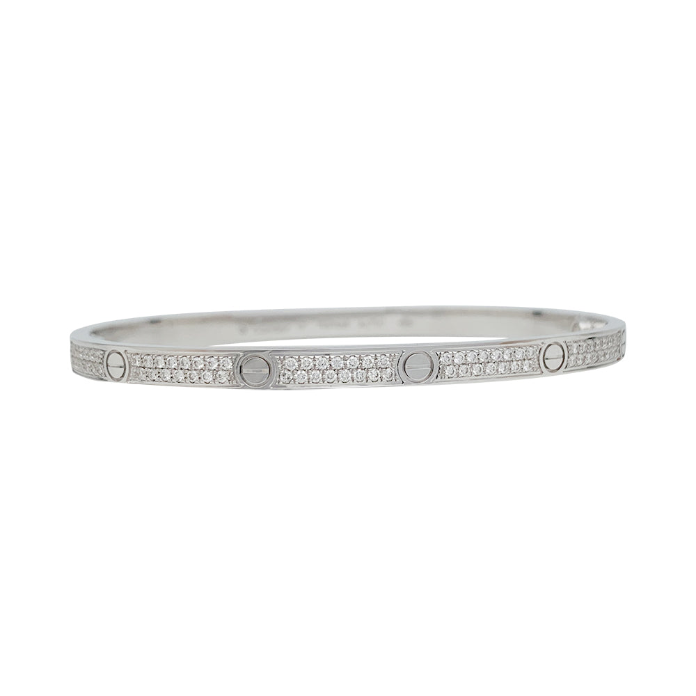 Bracelet Cartier, "Love", or blanc et diamants.