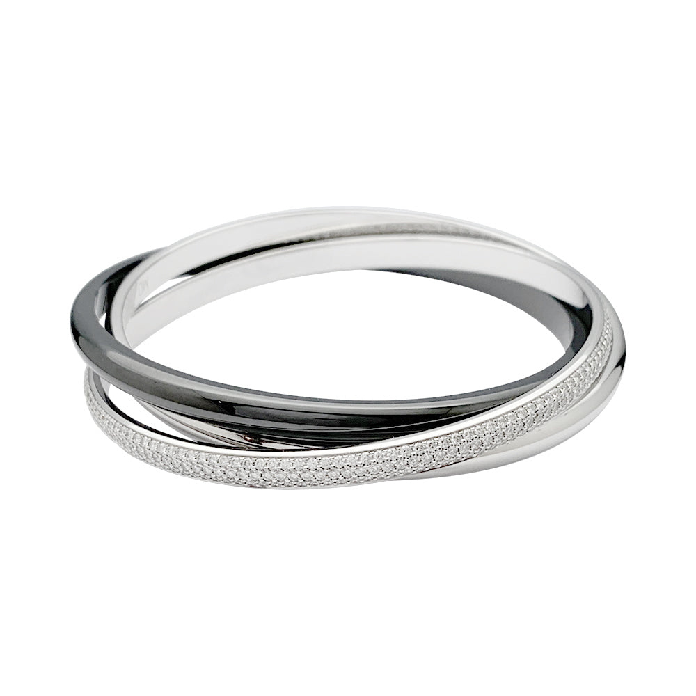 Bracelet Cartier, "Trinity", or blanc, céramique, diamants.