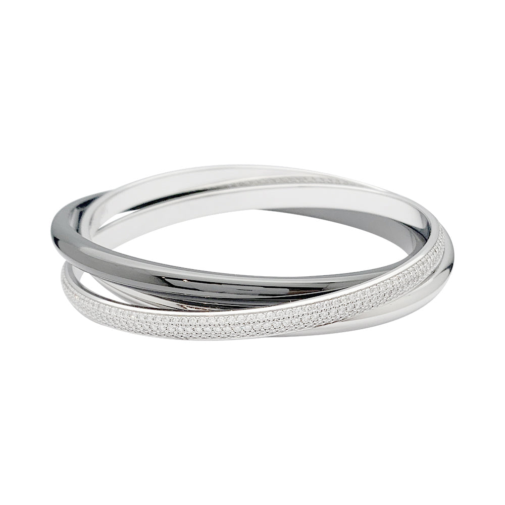 Cartier bracelet, "Trinity", white gold, ceramic, diamonds.