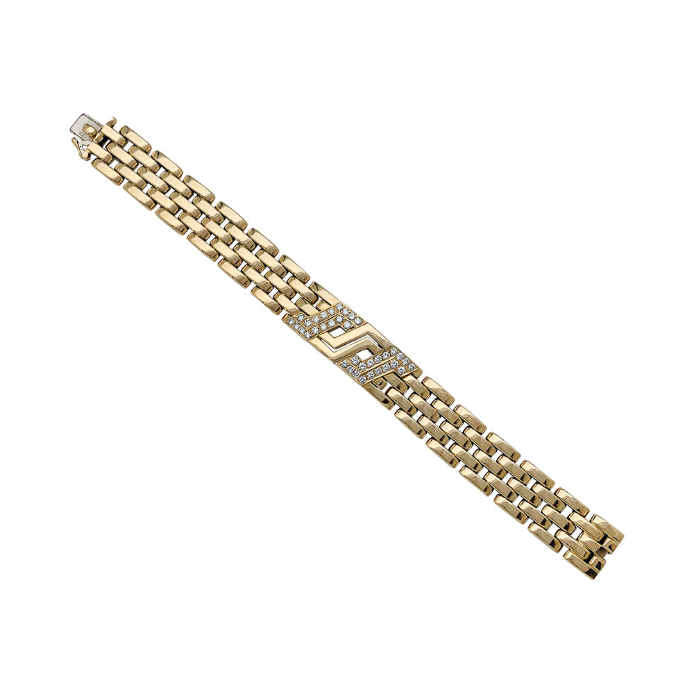 Bracelet Cartier maille panthère en or jaune et diamants.