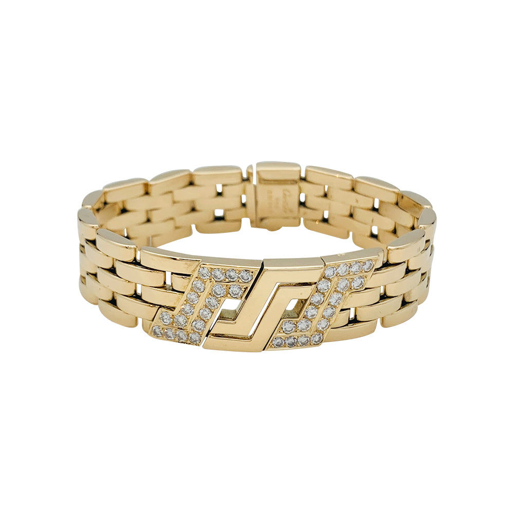 Bracelet Cartier maille panthère en or jaune et diamants.