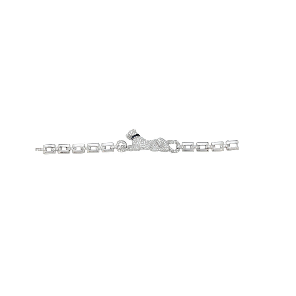 Bracelet Cartier "Panthère de Cartier" en or blanc, diamants, émeraude et onyx.