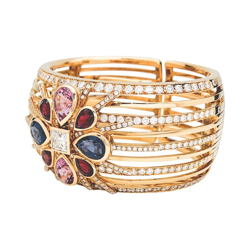 Chanel "San Marco" cuff bracelet in rose gold, diamonds and spinels.