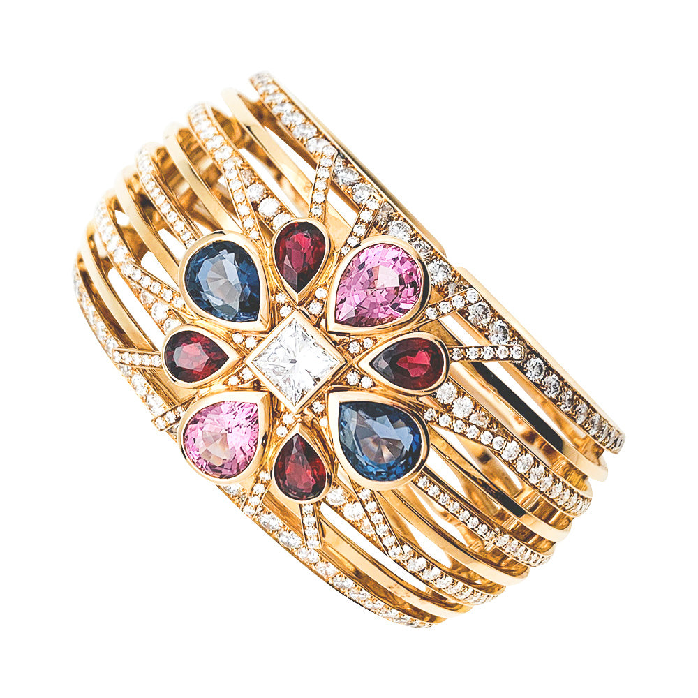 Chanel "San Marco" cuff bracelet in rose gold, diamonds and spinels.