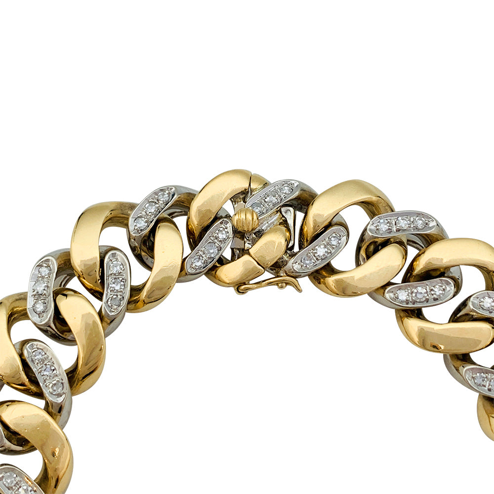 Fred yellow and white gold gourmette bracelet with diamonds.