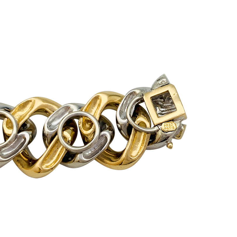 Fred yellow and white gold gourmette bracelet with diamonds.