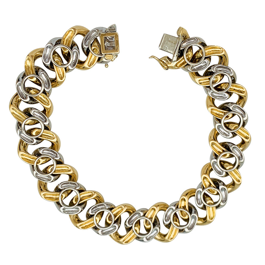 Fred yellow and white gold gourmette bracelet with diamonds.