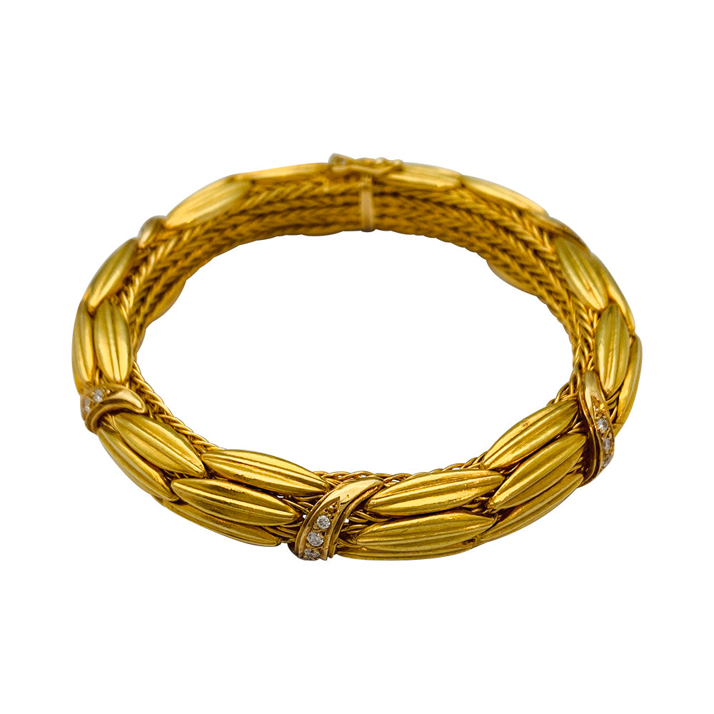 Bracelet Lalaounis "Epis" en or jaune et diamants.
