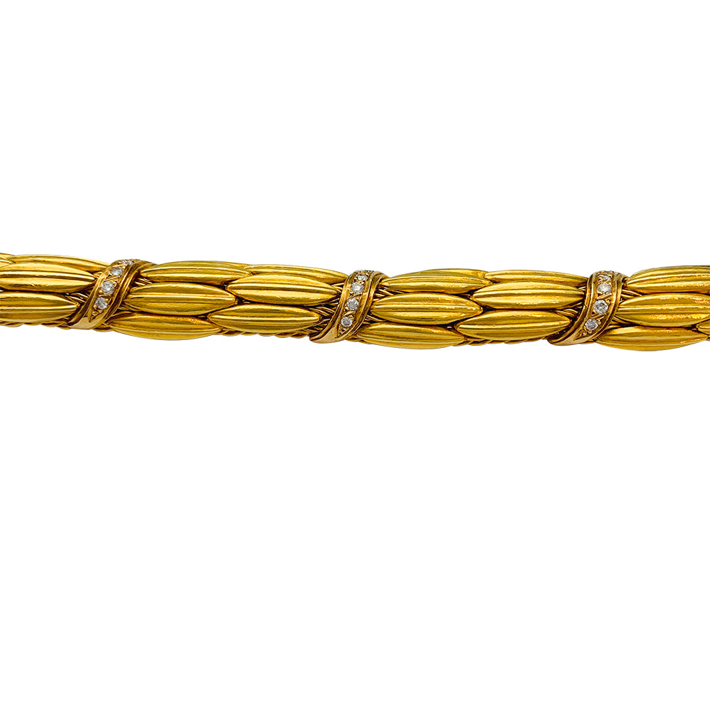 Lalaounis "Epis" bracelet in yellow gold and diamonds.