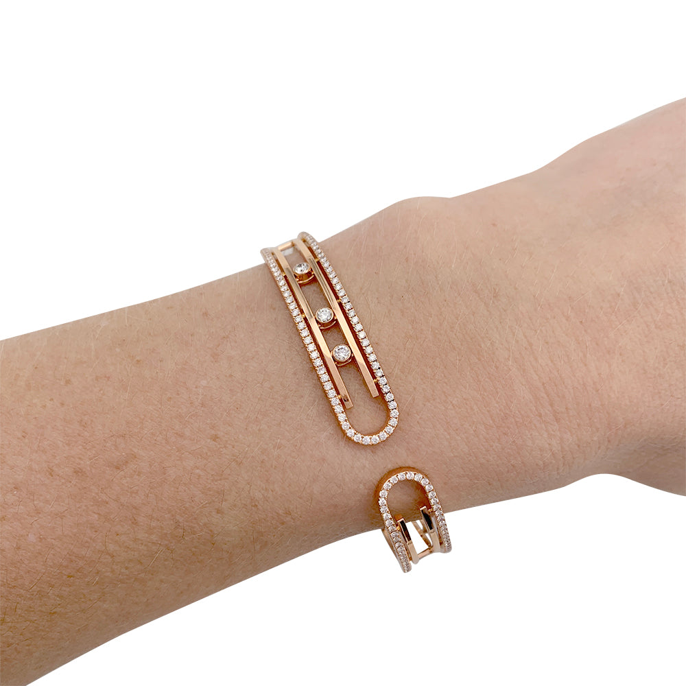 Messika bracelet, "Move 10th Anniversary", pink gold and diamonds.