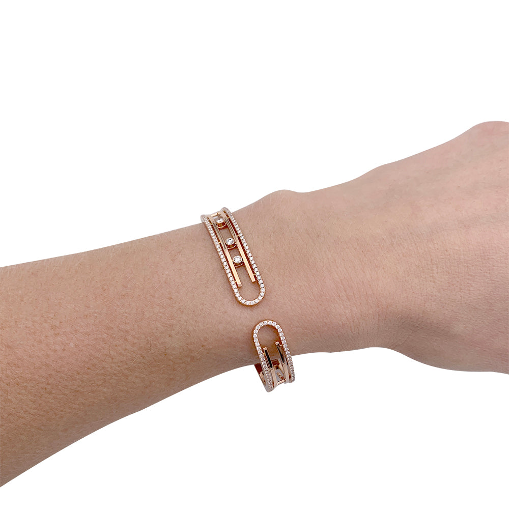 Messika bracelet, "Move 10th Anniversary", pink gold and diamonds.