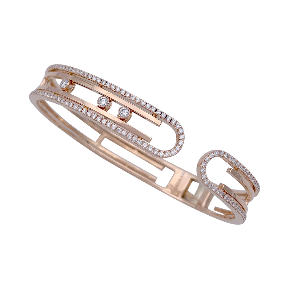 Bracelet Messika ,"Move 10th Anniversary", or rose et diamants.