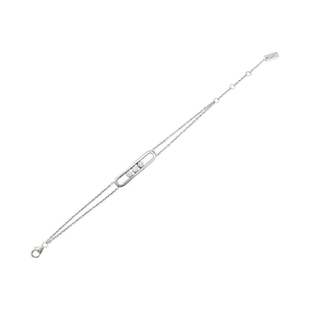 Bracelet Messika, "Move Classique", or blanc, diamants.