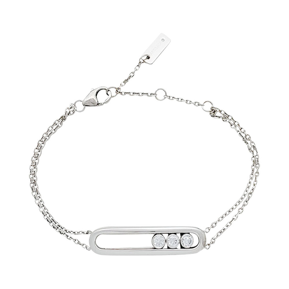 Bracelet Messika, "Move Classique", or blanc, diamants.