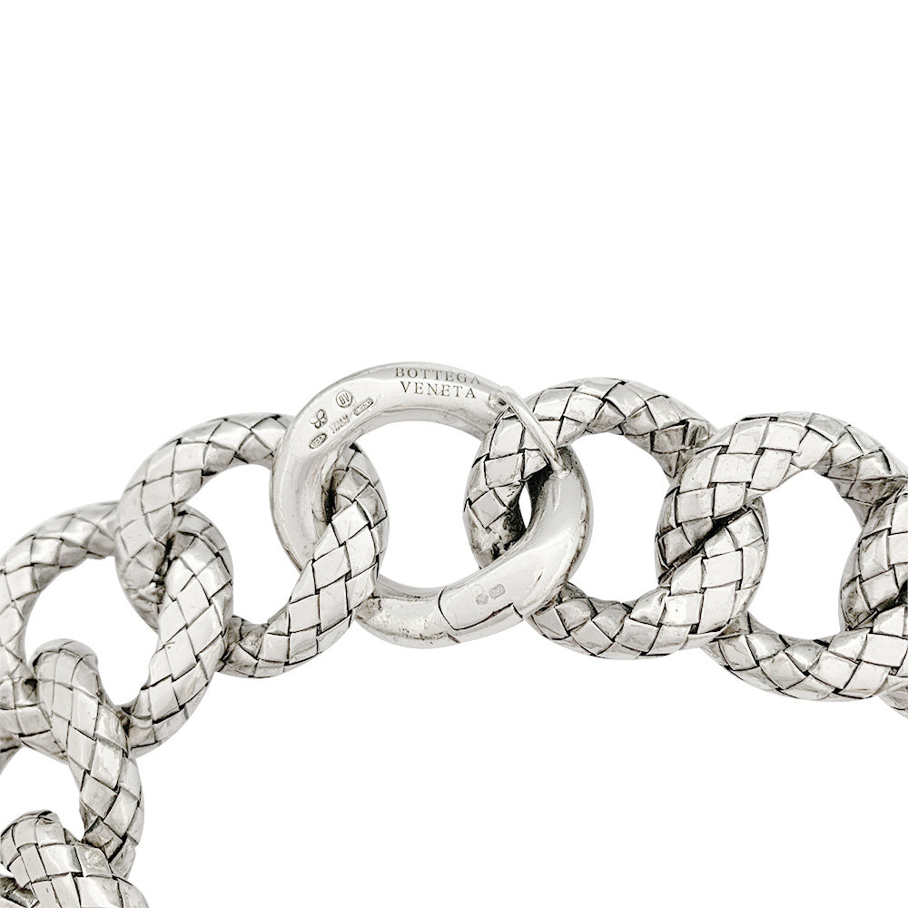 Bottega Veneta necklace, “Intrecciato”, silver.
