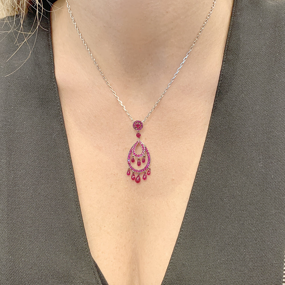 Boucheron necklace, "Cinna Pampilles", white gold, rubies.