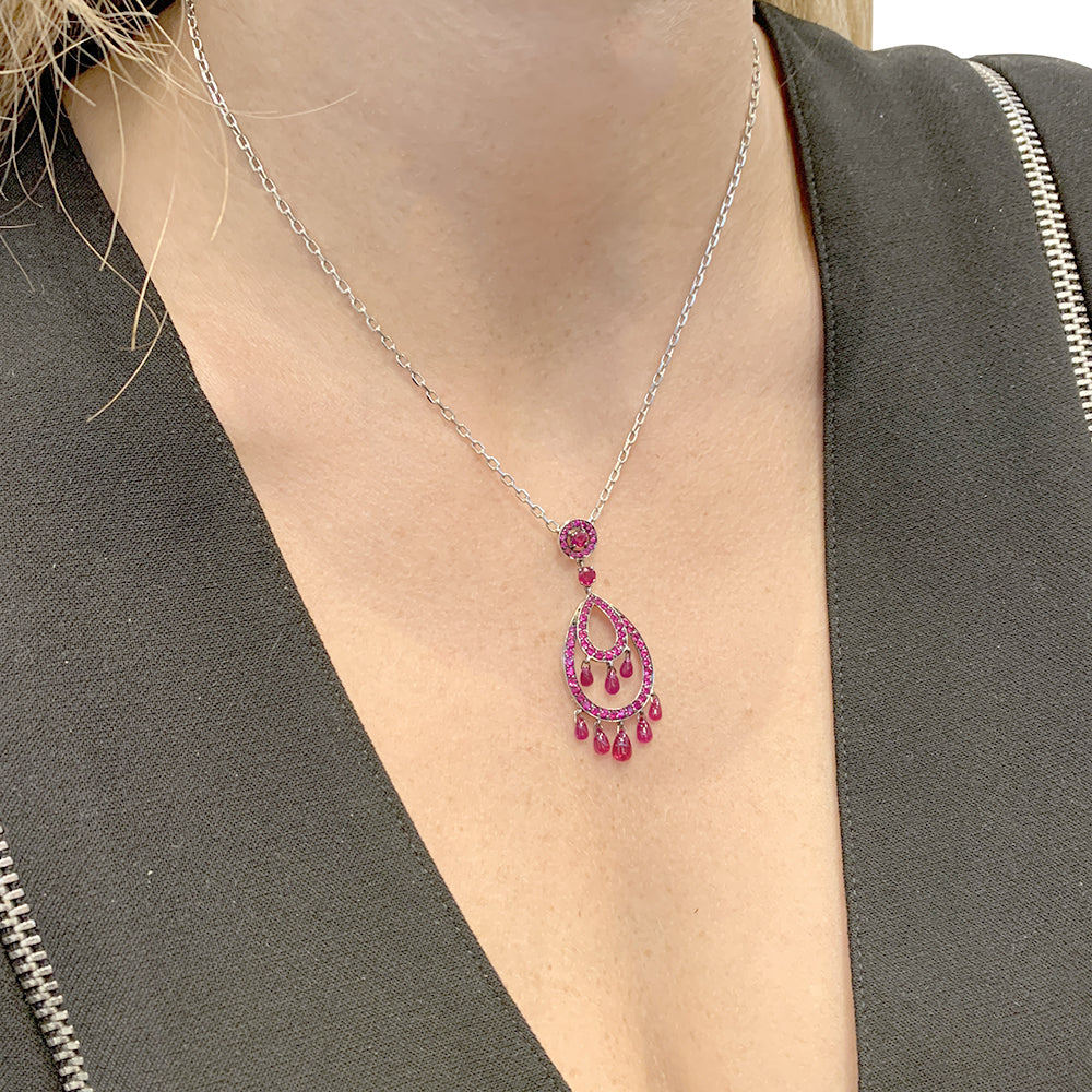 Boucheron necklace, "Cinna Pampilles", white gold, rubies.