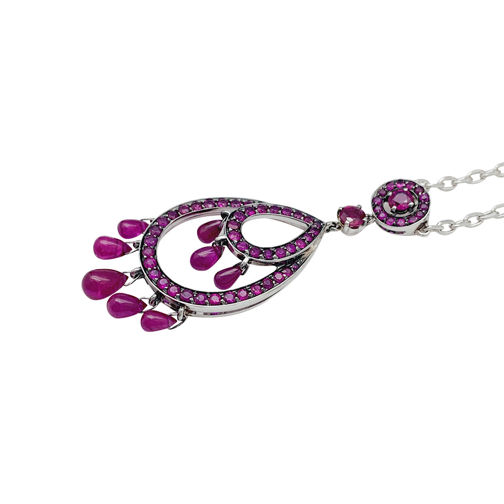 Boucheron necklace, "Cinna Pampilles", white gold, rubies.