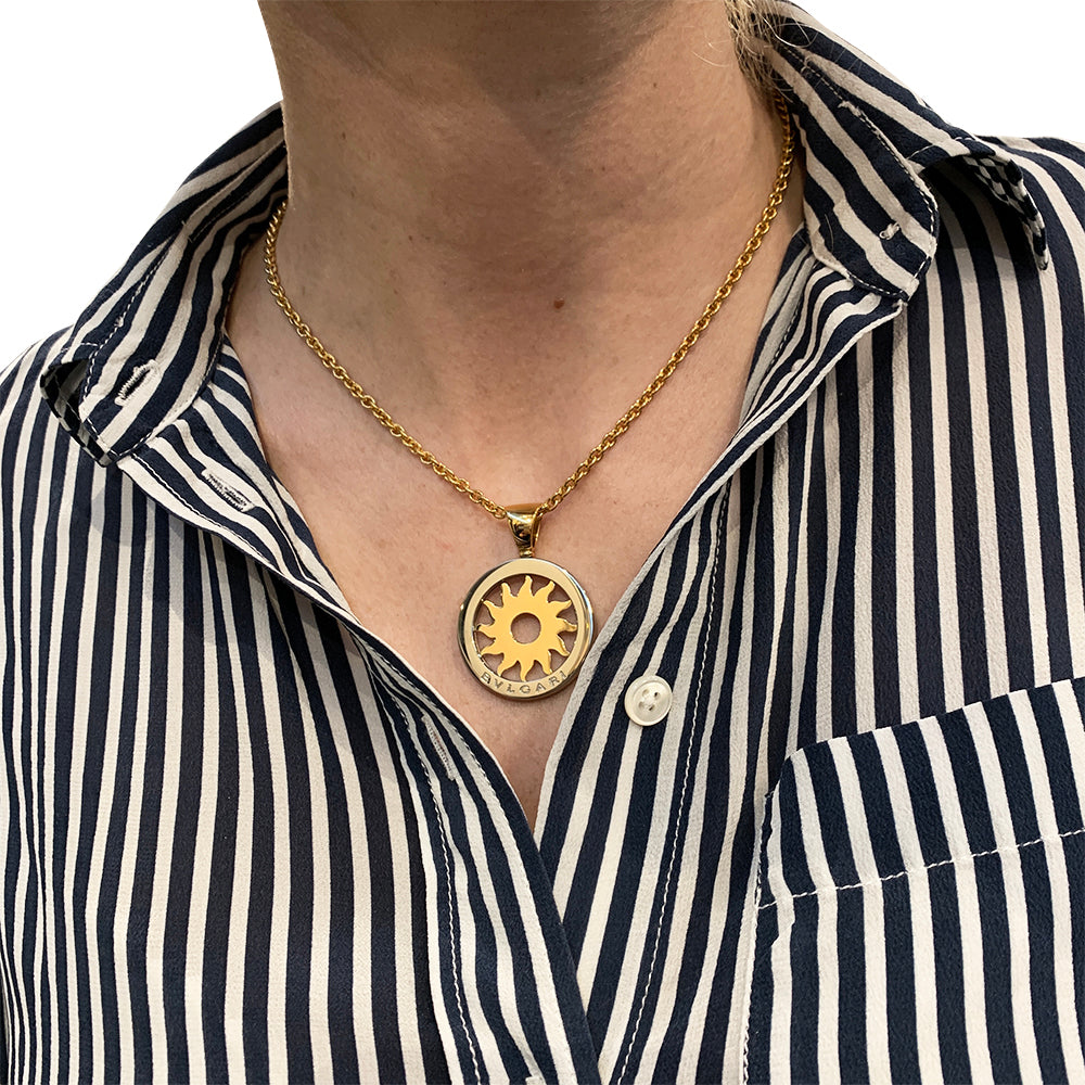 Bulgari necklace, "Tondo Sun", yellow gold and steel.
