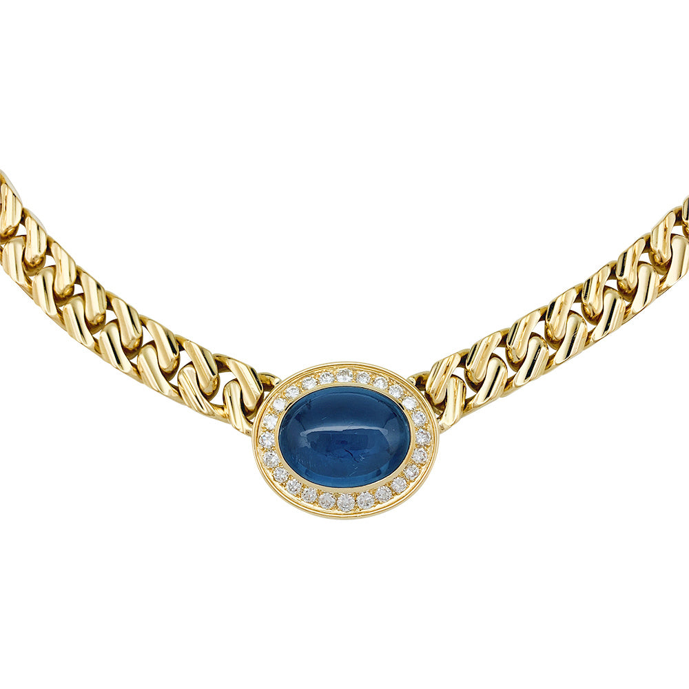 Bulgari Vintage necklace in yellow gold, sapphire and diamonds.