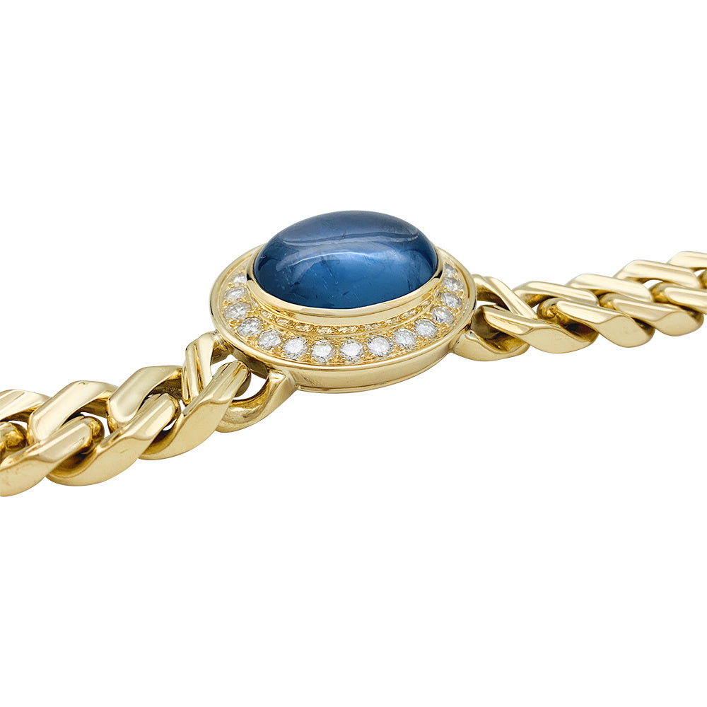 Collier Bulgari Vintage en or jaune, saphir et diamants.