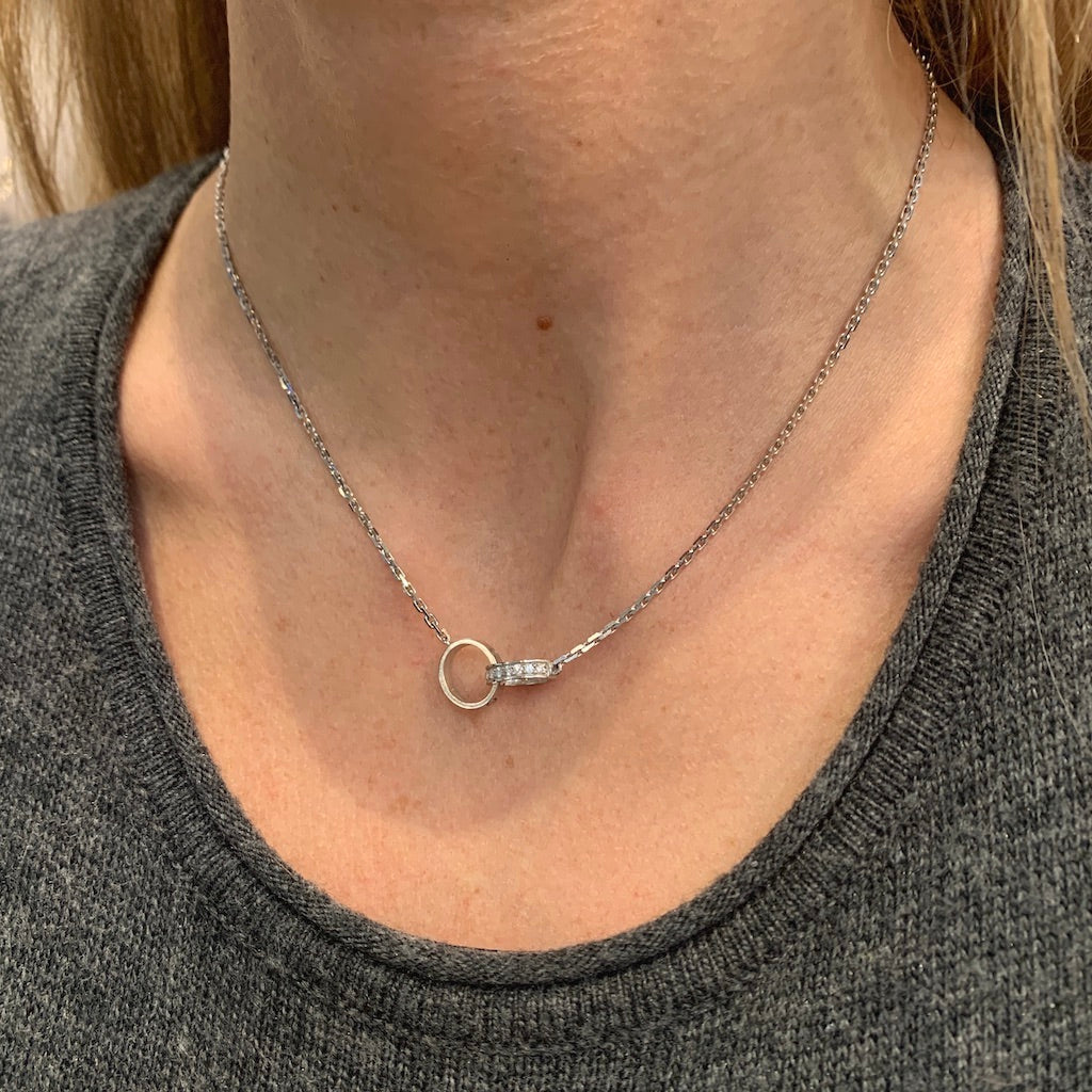 Cartier "Love" necklace, in white gold, diamonds.