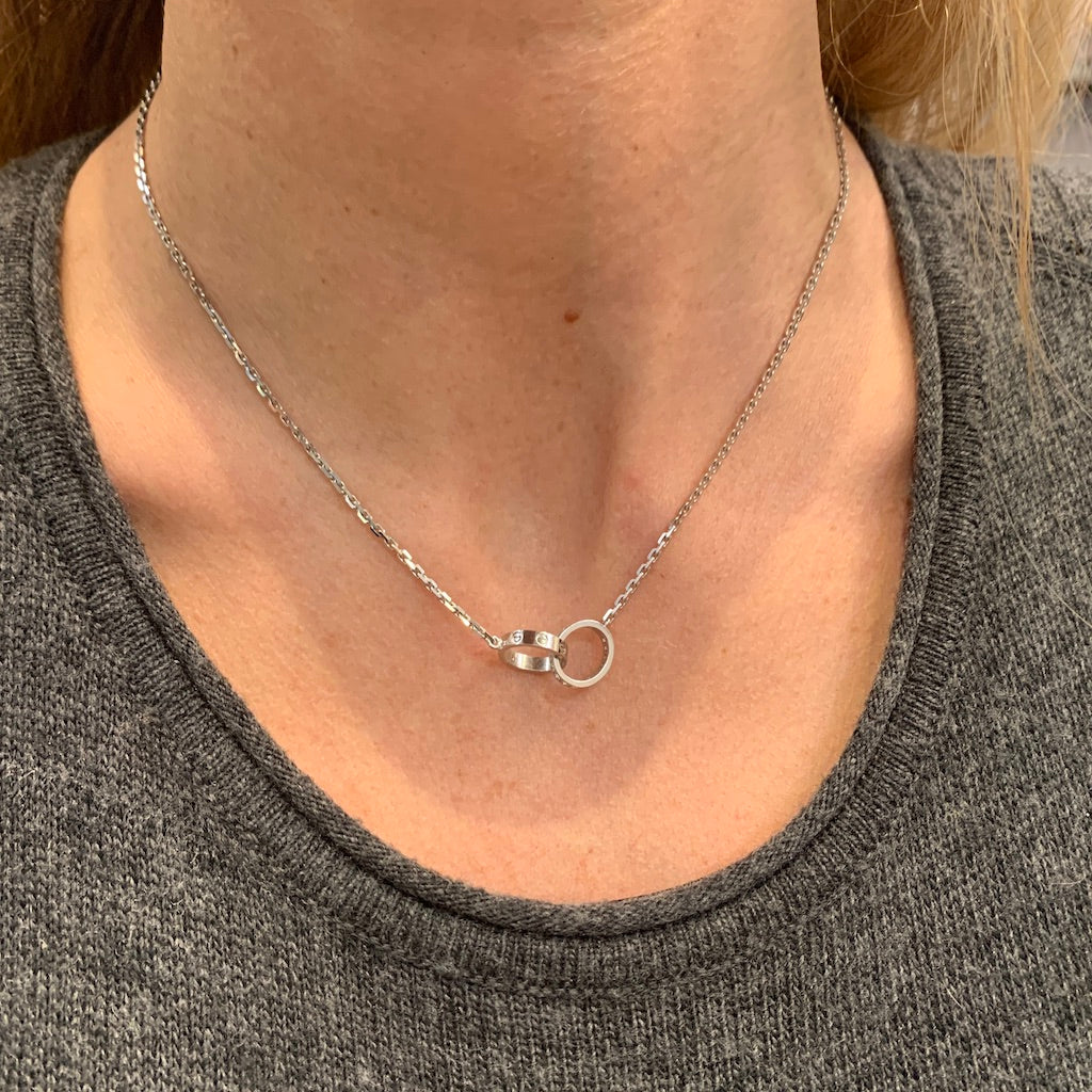 Cartier "Love" necklace, in white gold, diamonds.