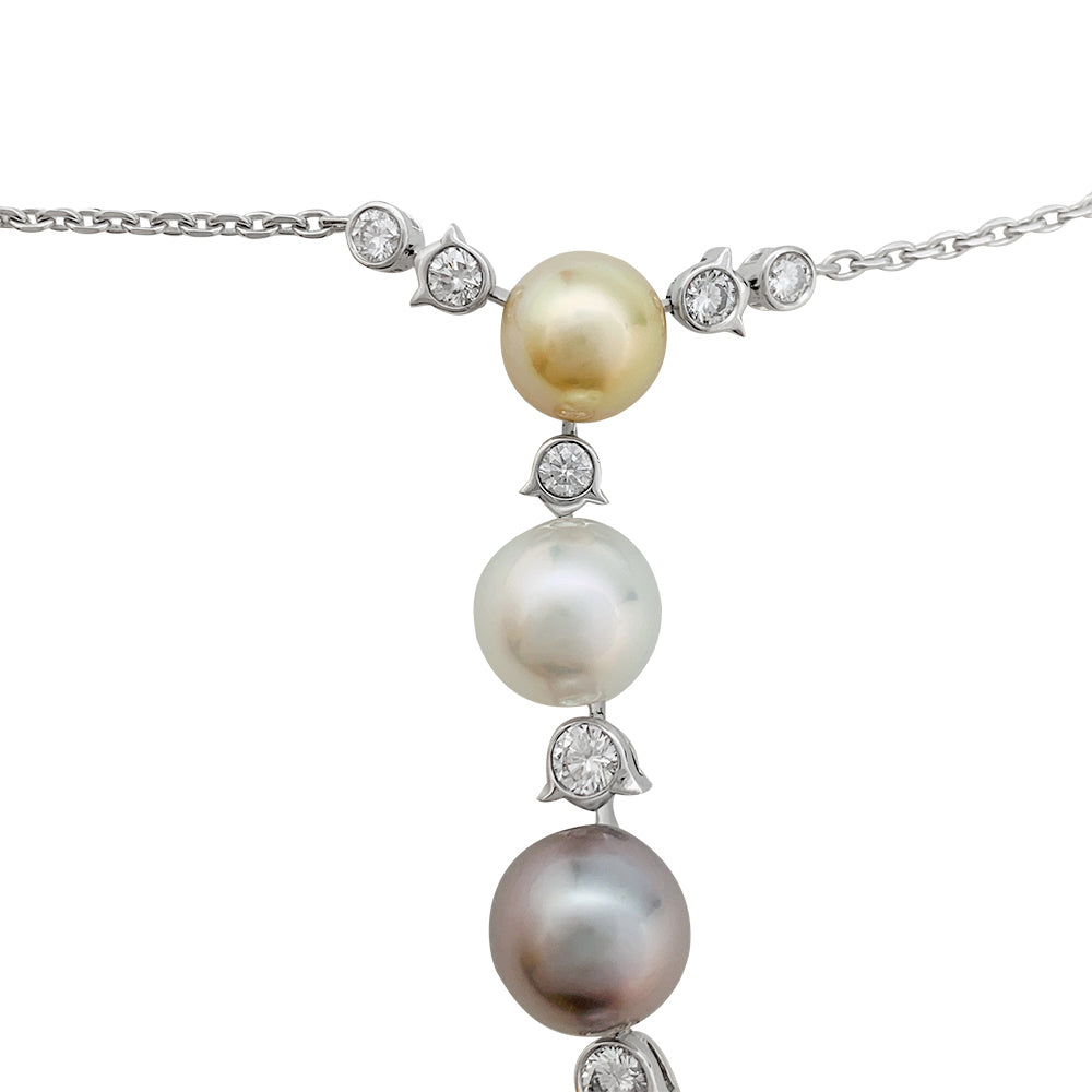 Cartier necklace, "Agnès", white gold, diamonds, cultured pearls.
