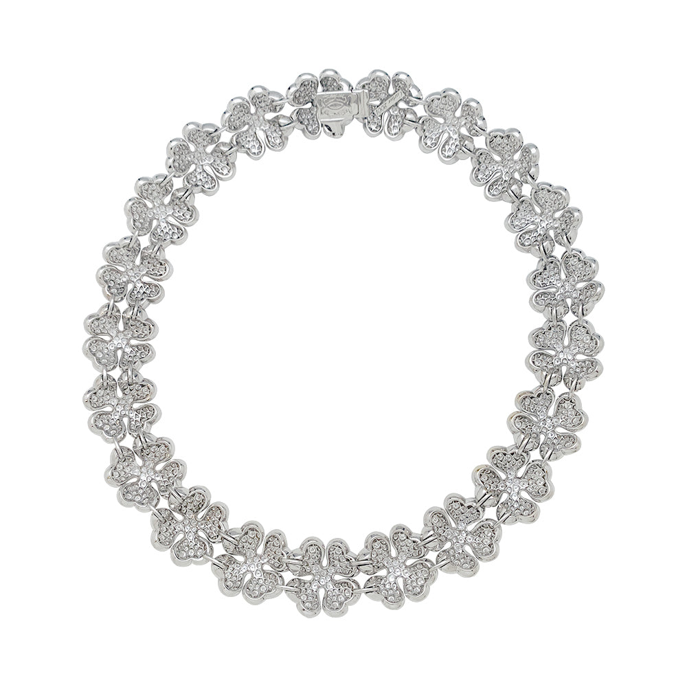Cartier "Clover" necklace in white gold and diamonds.
