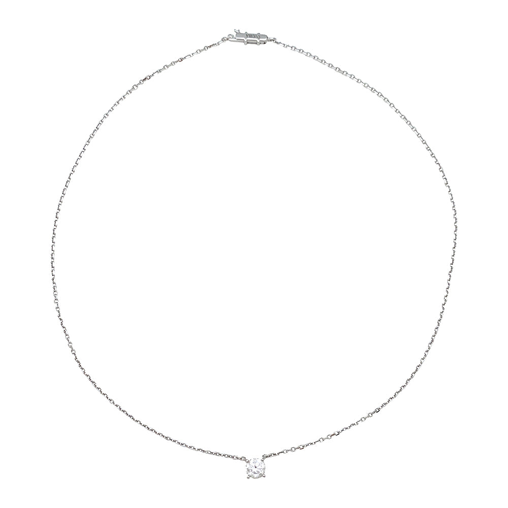 Cartier solitaire necklace, 0.85 carat diamond in white gold.