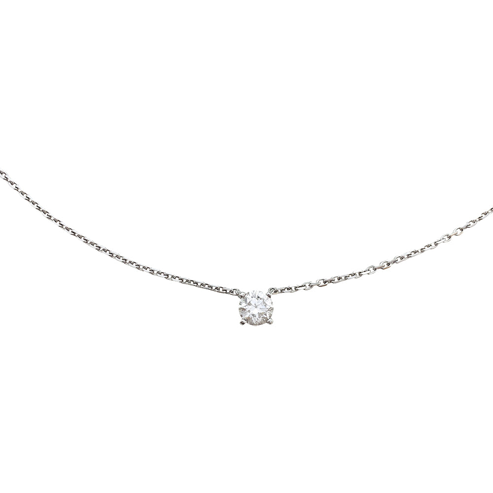 Cartier solitaire necklace, 0.85 carat diamond in white gold.