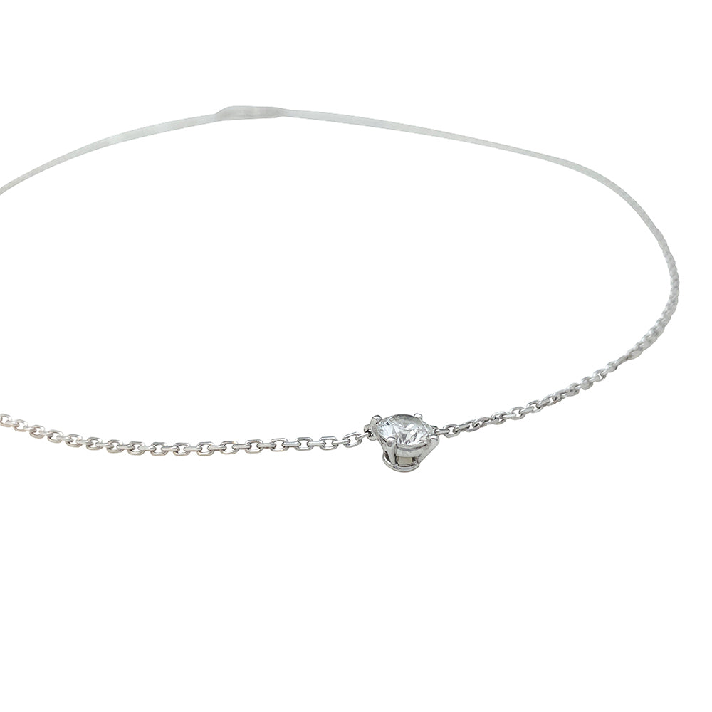 Cartier solitaire necklace, 0.85 carat diamond in white gold.