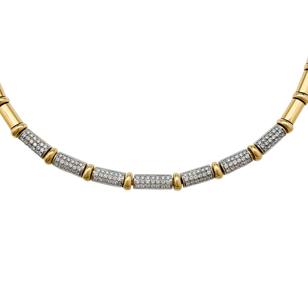 Chimento necklace, yellow gold, white gold, diamonds.