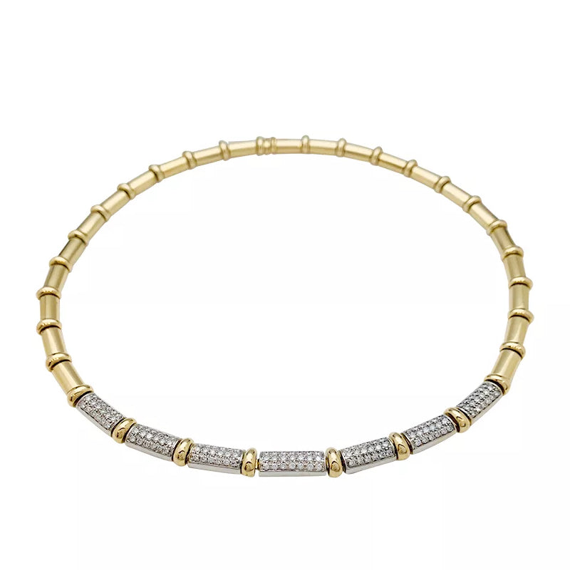 Chimento necklace, yellow gold, white gold, diamonds.
