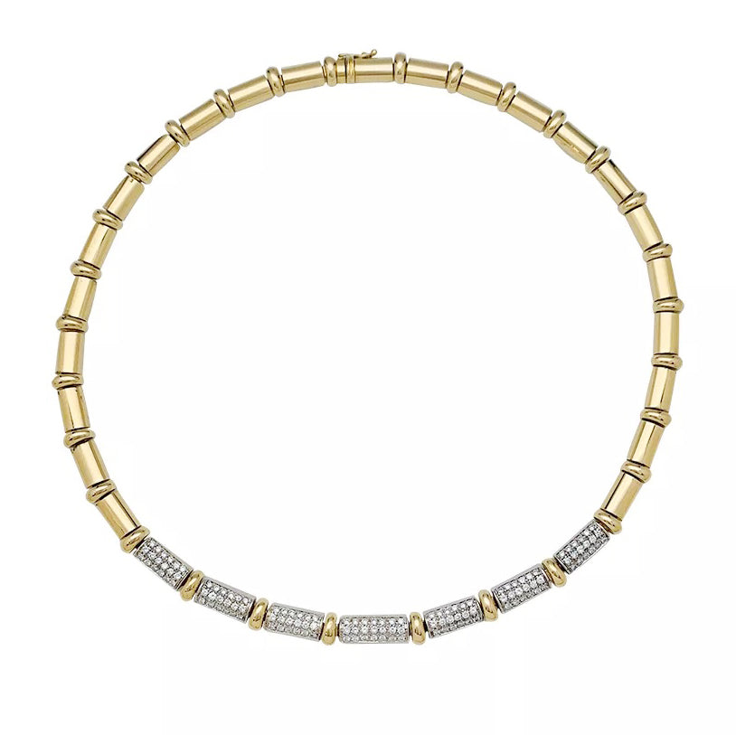 Collier Chimento, or jaune, or blanc, diamants.