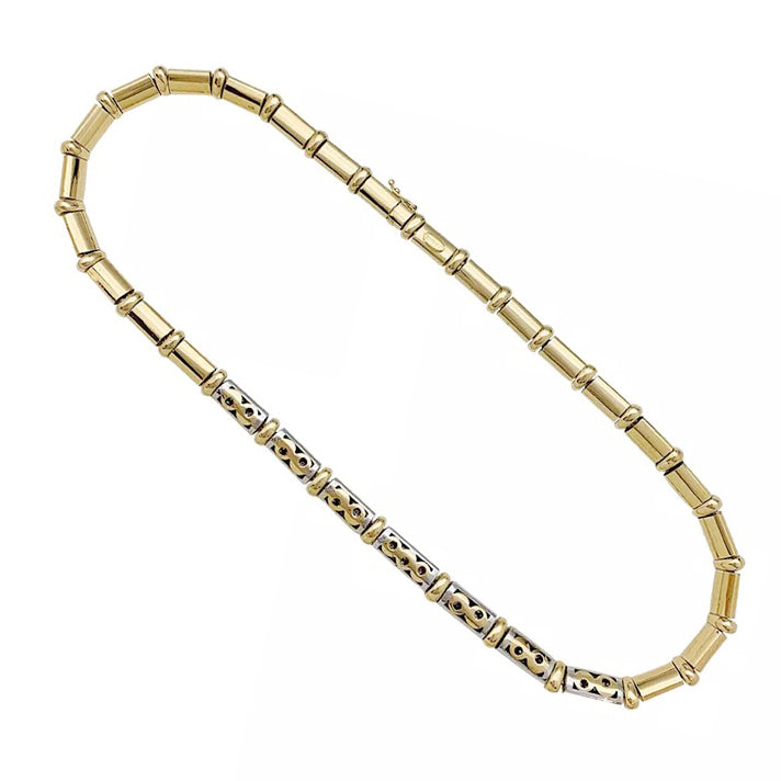 Chimento necklace, yellow gold, white gold, diamonds.