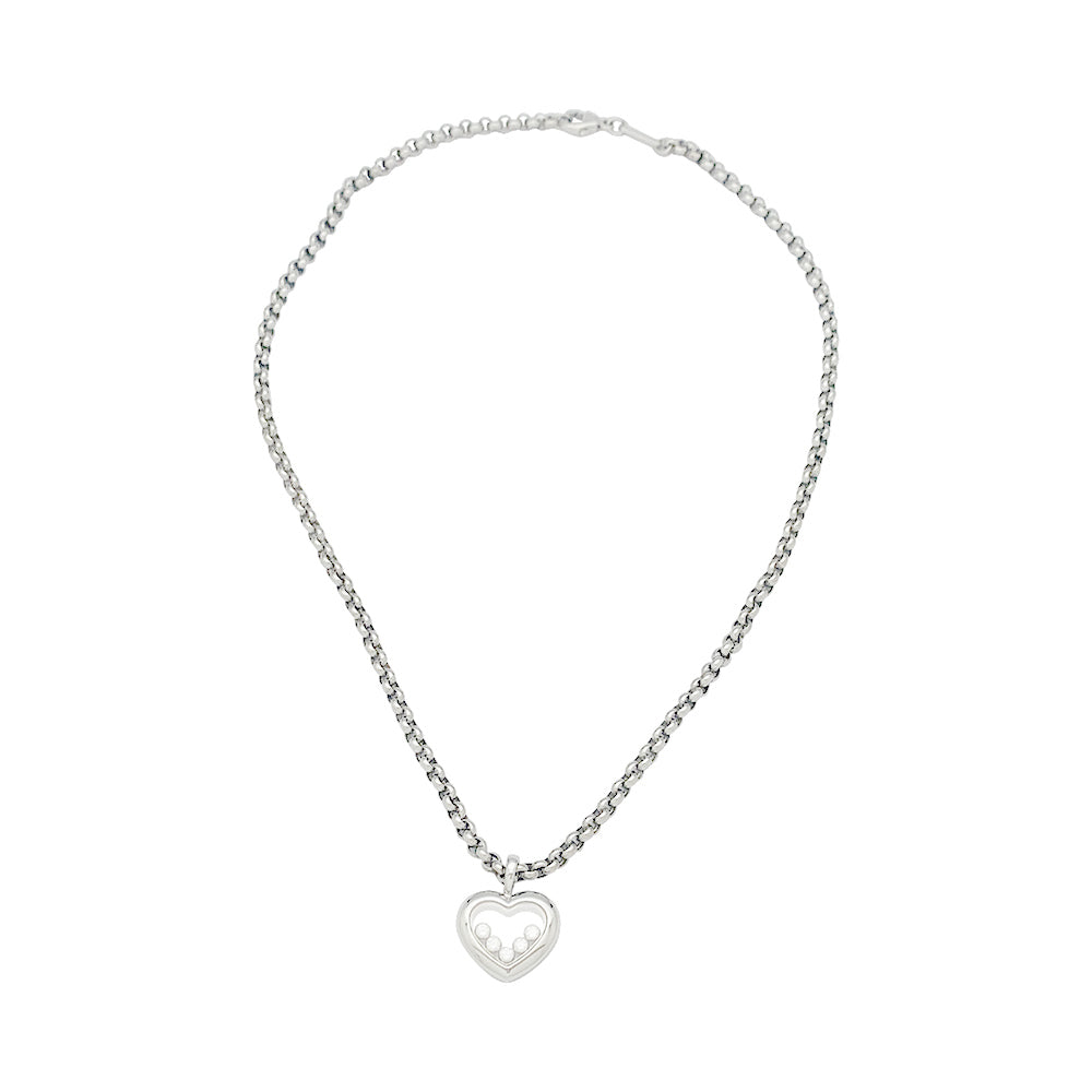 Collier Chopard, "Happy Diamonds", or blanc.