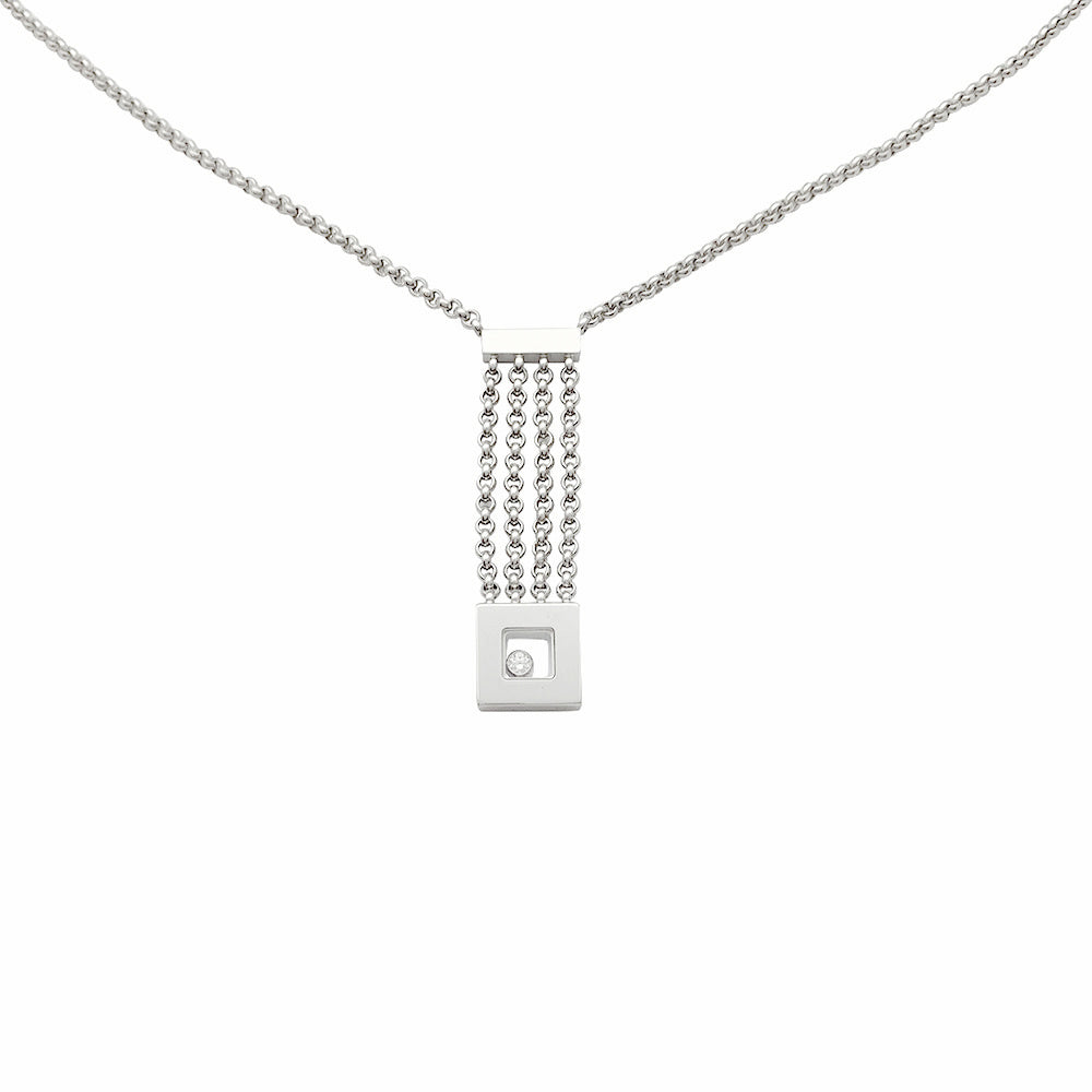 Collier Chopard, "Happy Diamonds", or blanc, diamants.